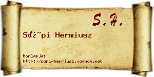 Sápi Hermiusz névjegykártya